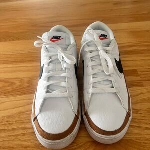 Nike Men's White and Tan Court Legacy Sneakers